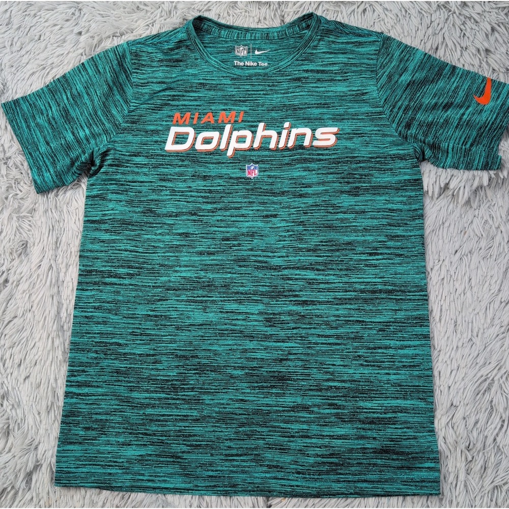 Miami Dolphins Shirt Girls M Teal NFL Football Nike Dri Fit